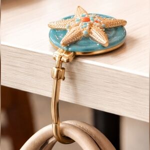 Starfish Handbag Holder Turquoise Coral Accents Ocean Travel Purse Pocketbook